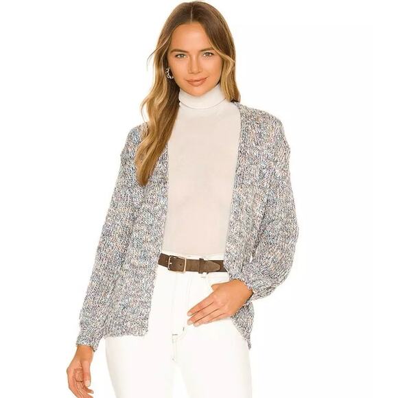 Lovers and Friends Rainbow Pastel Chunky Knit Multi Colored Cardigan Size Medium - Picture 1 of 8